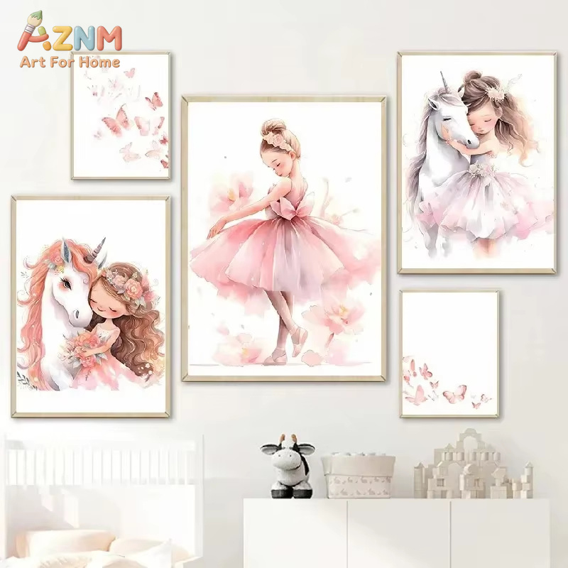 Baby Unicorn Nursery - 1 Buah, Poster Kupu-kupu Unicorn Gadis