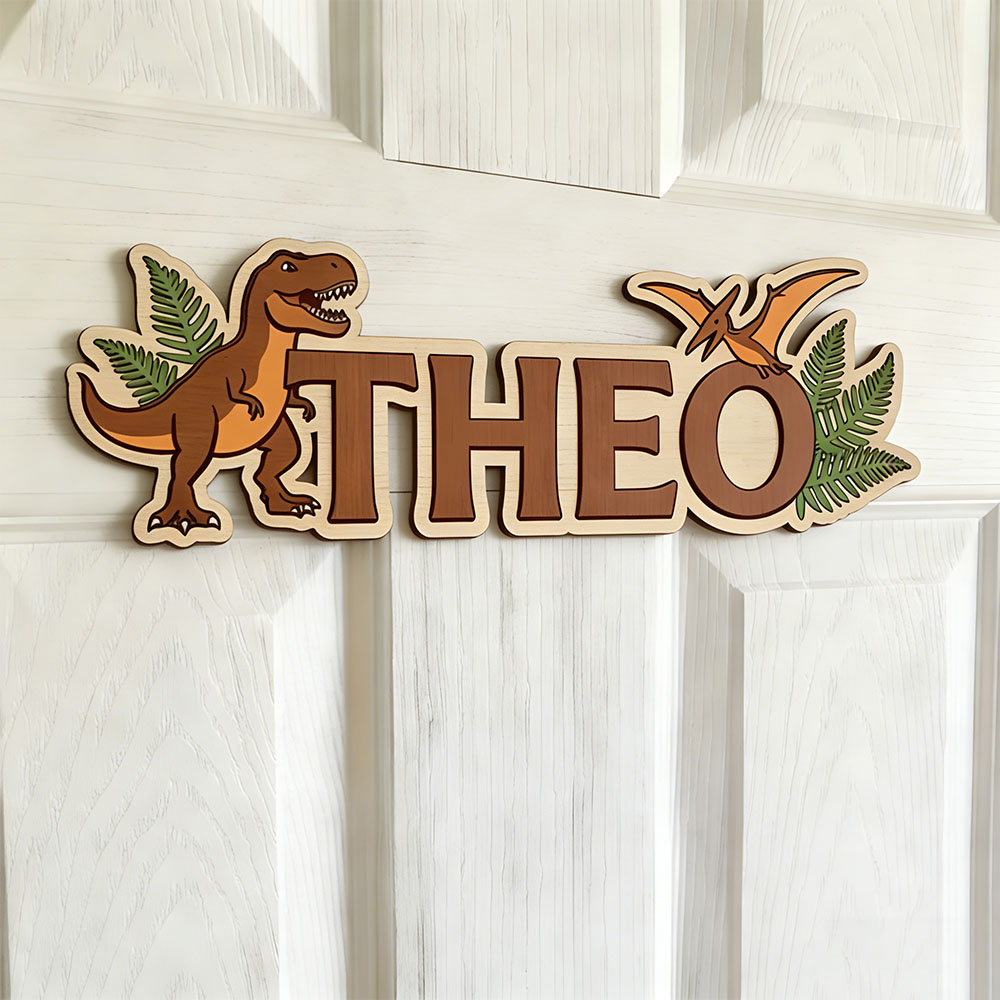 Baby Nursery Name - Tanda Nama Dinosaurus yang Dipersonalisasi untuk