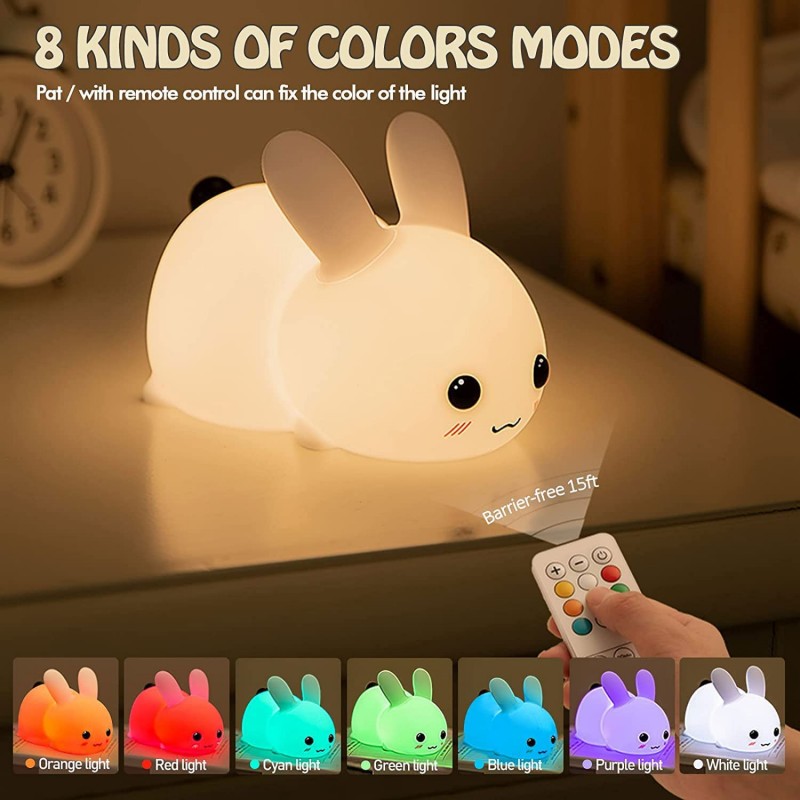 Baby Nursery Light - Lampu kelinci LED, mainan bayi Remote