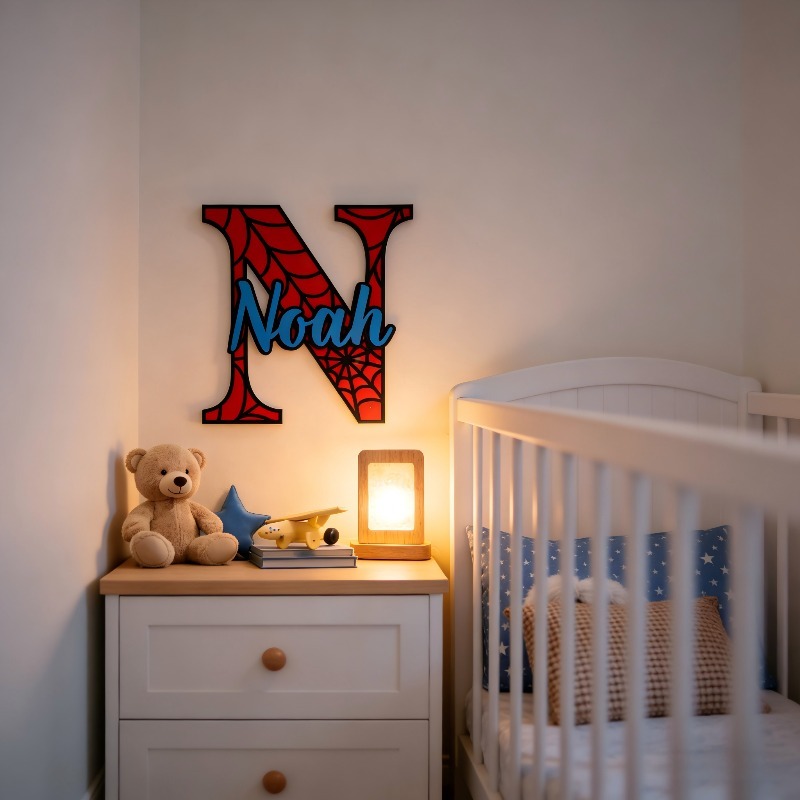 Baby Nursery Name - Papan Nama Gantung Jaring Laba-laba yang