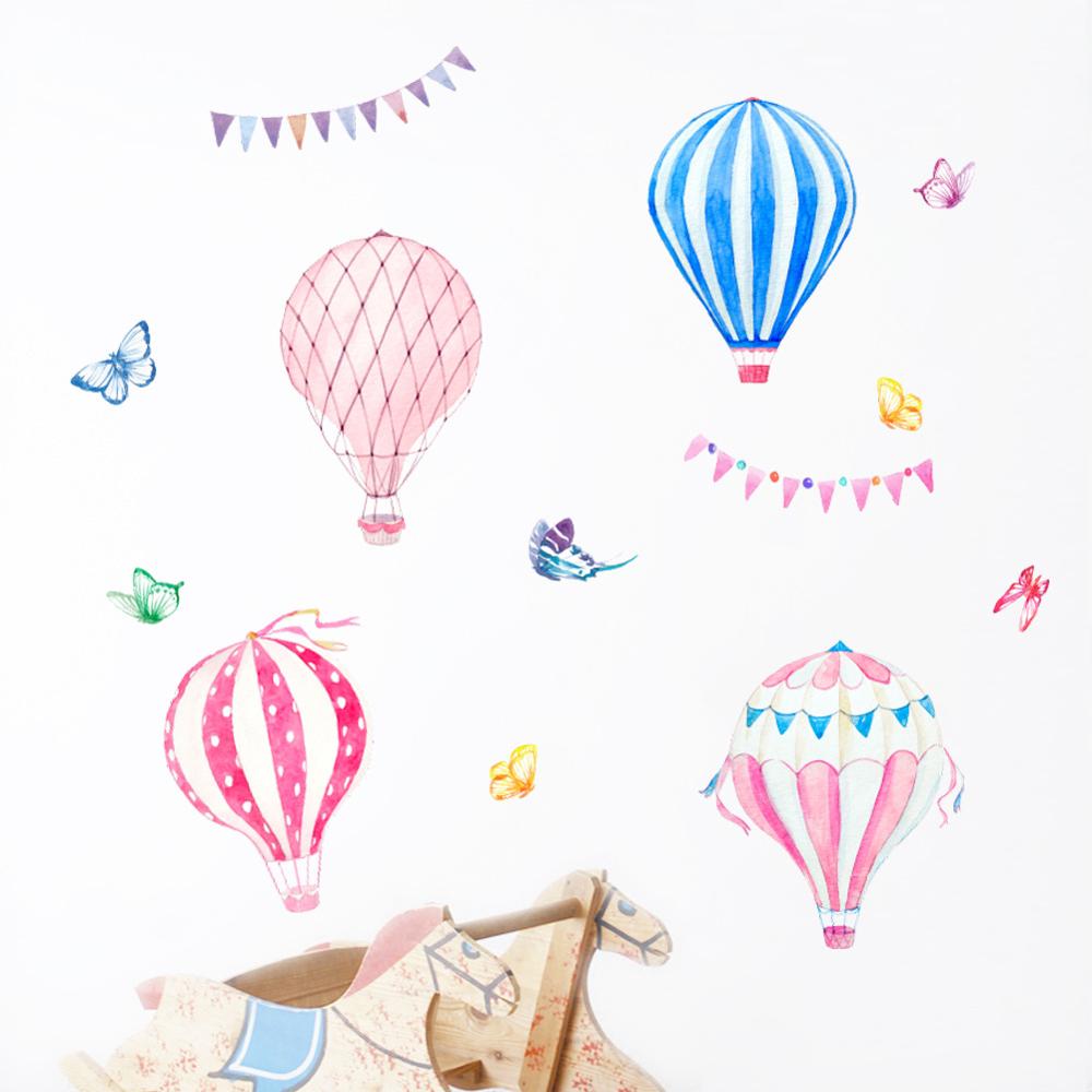 Baby Nursery Hot Air Balloon - Stiker Dinding Balon Udara Panas Kartun