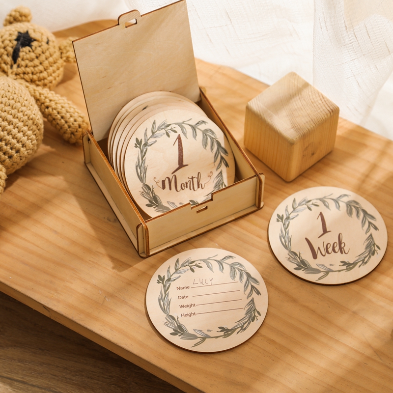 Milestone Card Set - 8 buah kartu tonggak bayi kayu