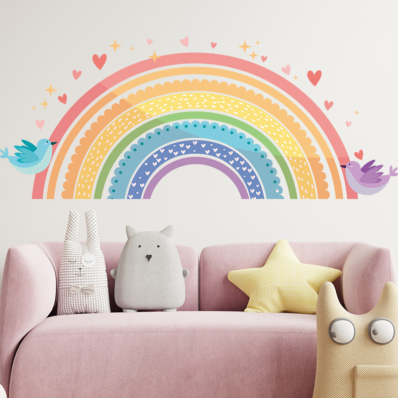 Baby Nursery Package - Stiker Dinding Cinta Burung Pelangi Warna-warni