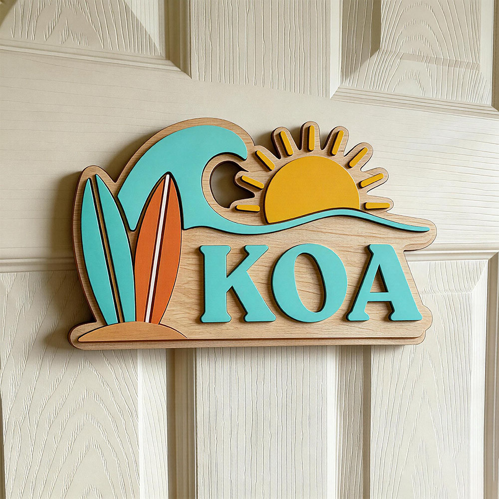 Baby Nursery Name - Papan Nama Pintu Bertema Gelombang Pantai