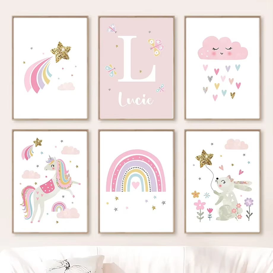 Poster Lukisan Kanvas Seni Din - Baby Unicorn Nursery ulasan dan harga