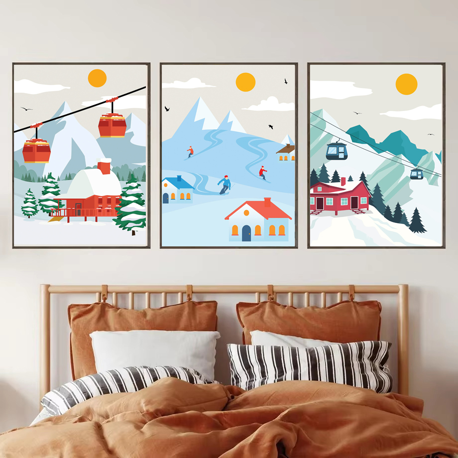 Seni Dinding Kanvas Gunung Ber - Baby Nursery Mountain Theme ulasan dan harga