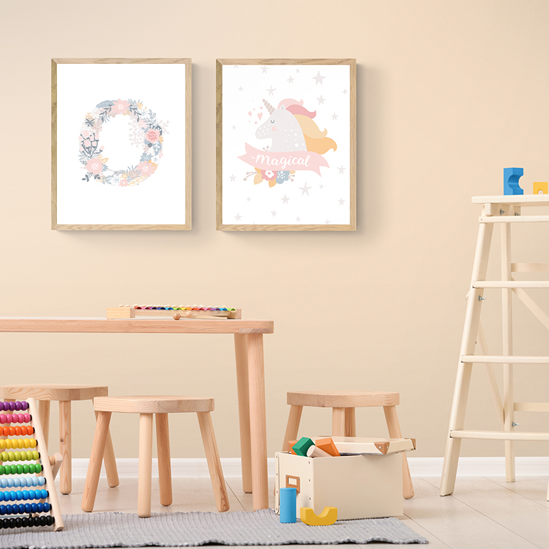 1 Buah Poster dan Cetakan Kanv - Baby Unicorn Nursery ulasan dan harga