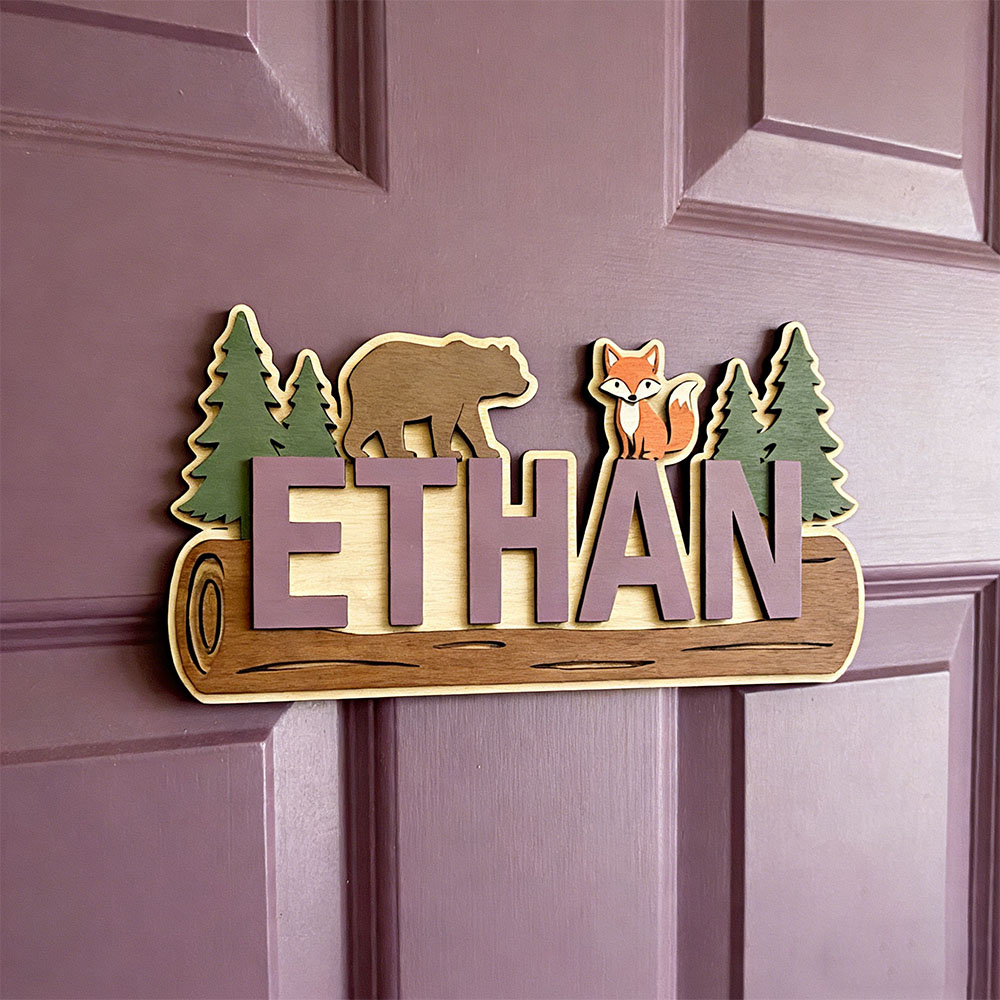 Papan Nama Kayu Hewan Hutan Pe - Baby Nursery Name ulasan dan harga