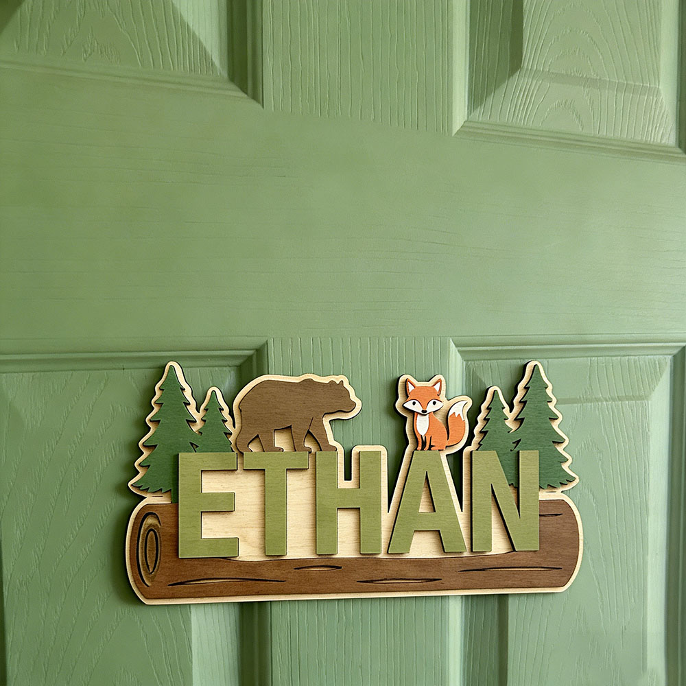 Papan Nama Kayu Hewan Hutan Pe - Baby Nursery Name ulasan dan harga