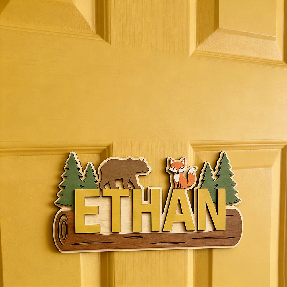 Papan Nama Kayu Hewan Hutan Pe - Baby Nursery Name ulasan dan harga