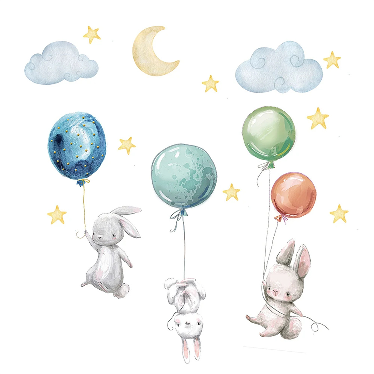 Stiker Dinding Kartun Hewan Ba - Baby Nursery Hot Air Balloon ulasan dan harga
