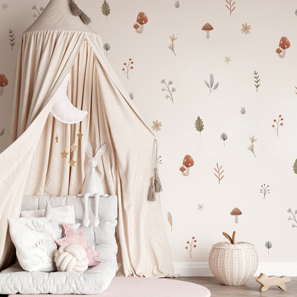 Boho kartun jamur Cabang daun  - Baby Nursery Package ulasan dan harga