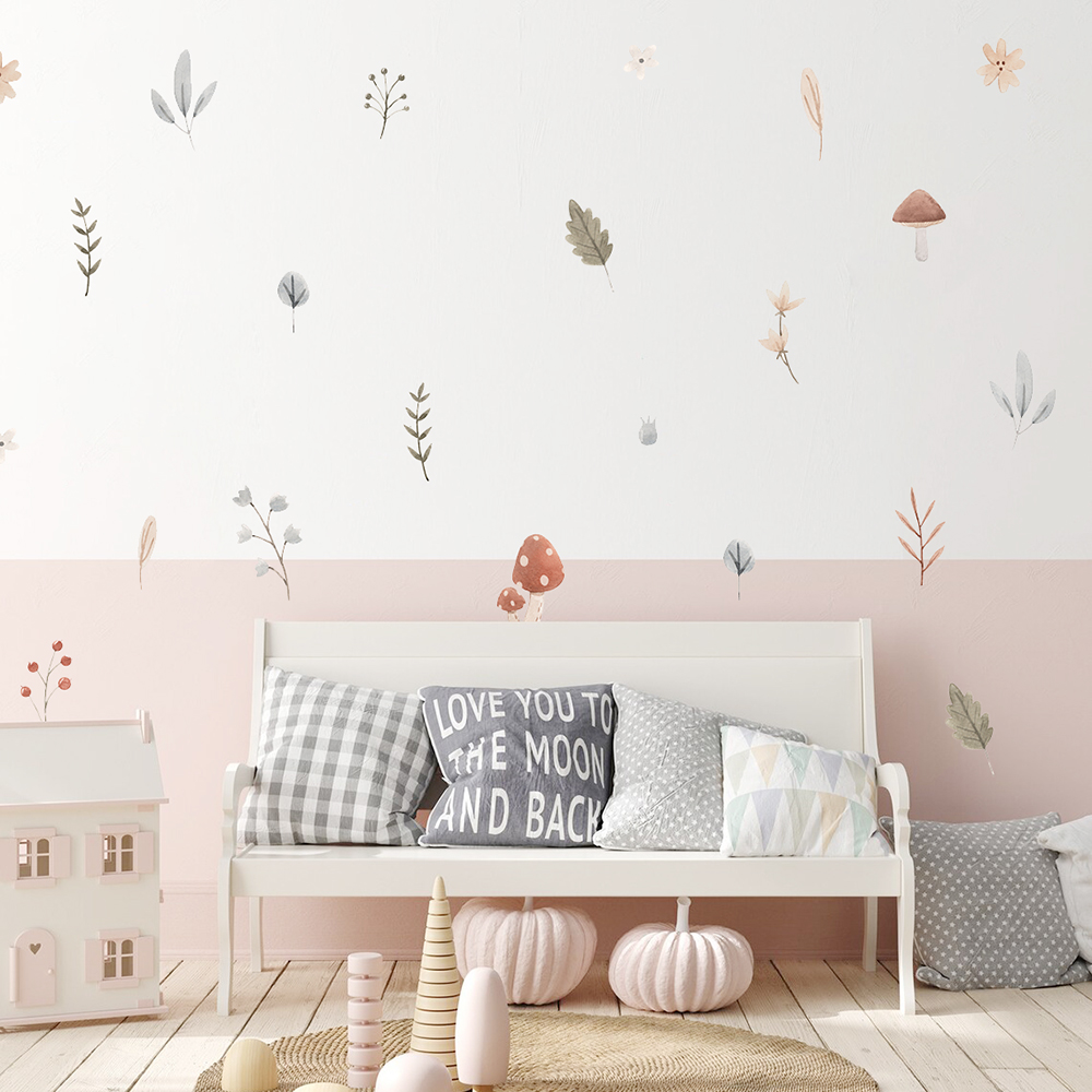 Boho kartun jamur Cabang daun  - Baby Nursery Package ulasan dan harga
