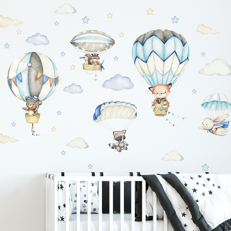 Stiker dinding balon udara hew - Baby Nursery Hot Air Balloon ulasan dan harga