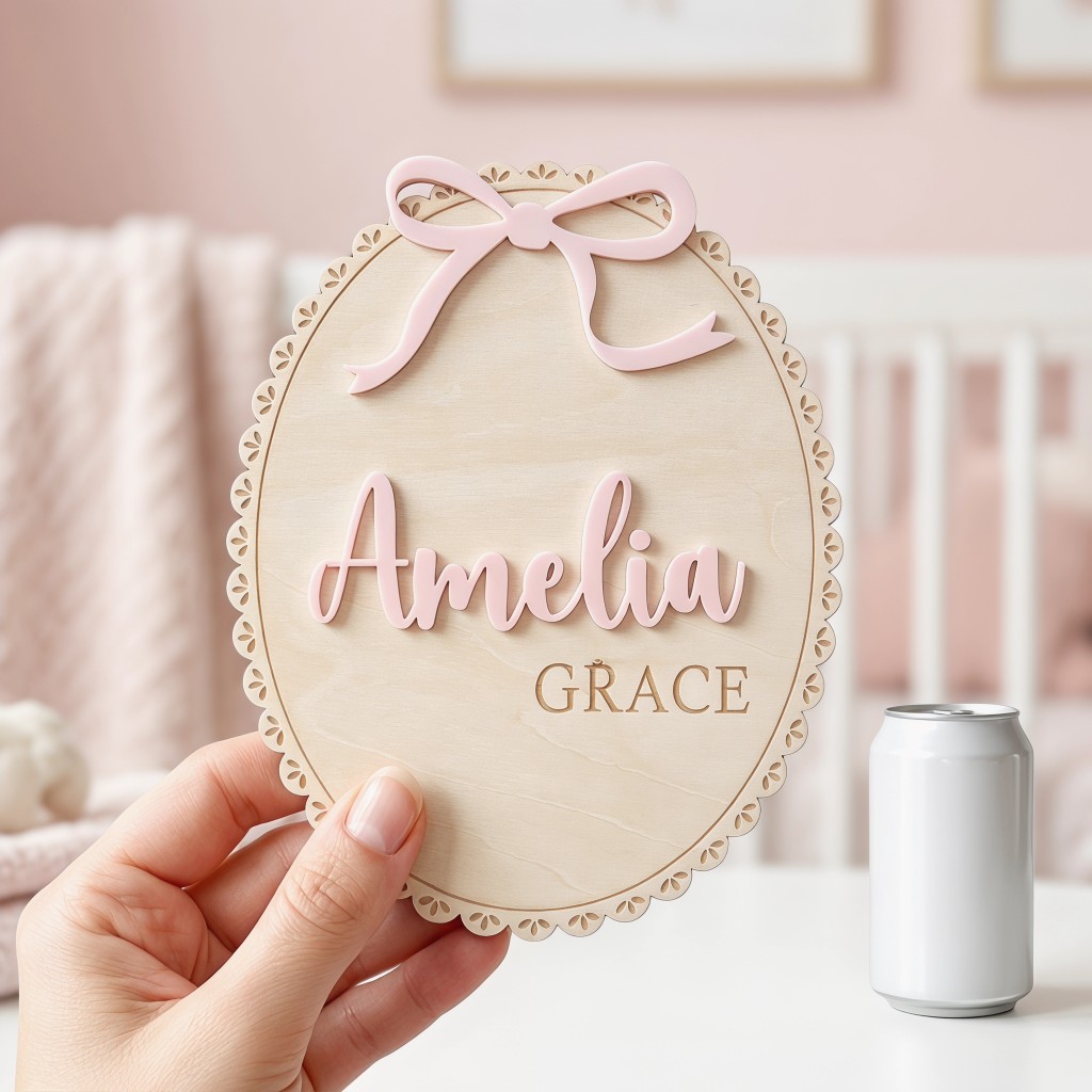 1Pc Plakat Nama Bayi Kayu deng - Baby Nursery Name ulasan dan harga