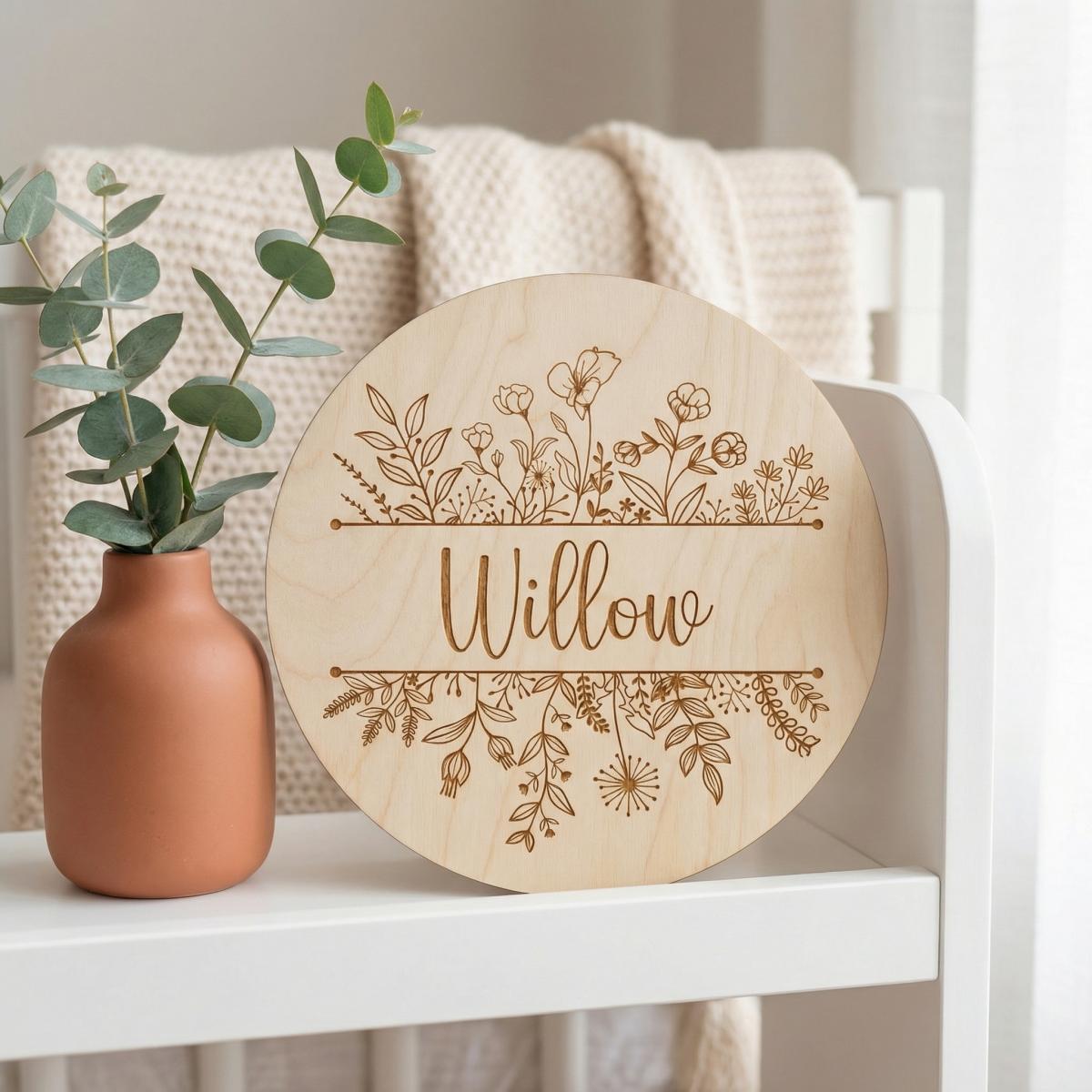 Plakat Nama Bayi Kayu Bulat Be - Baby Nursery Name ulasan dan harga