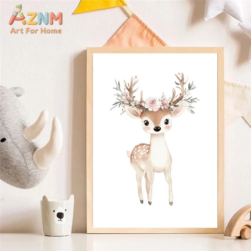 Lukisan Kanvas Hewan Lucu AZNM - Baby Unicorn Nursery ulasan dan harga