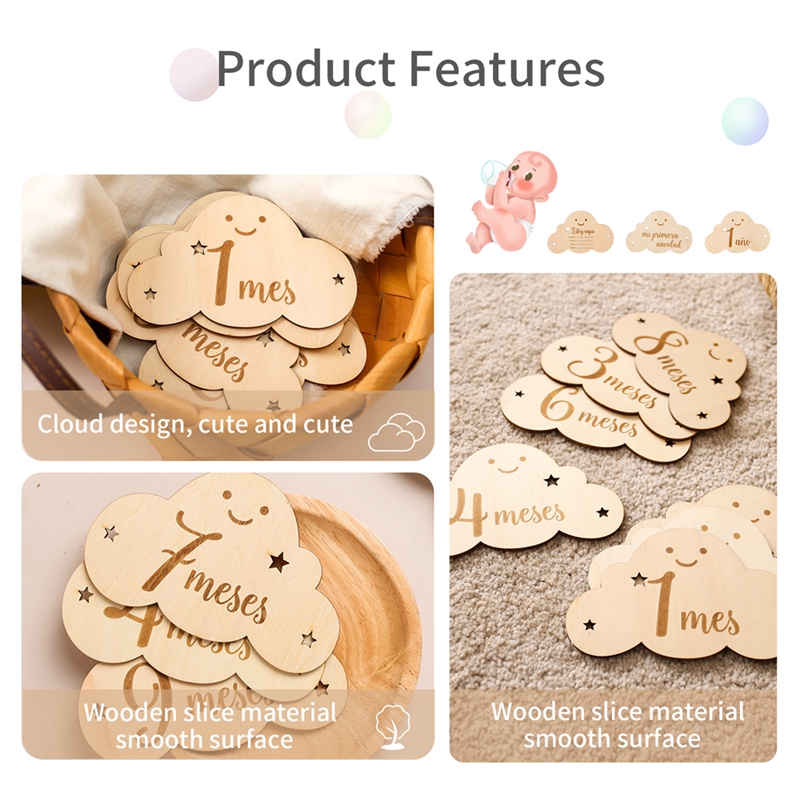 Spanyol Alfabet Bayi Kayu Tong - Milestone Card Set ulasan dan harga