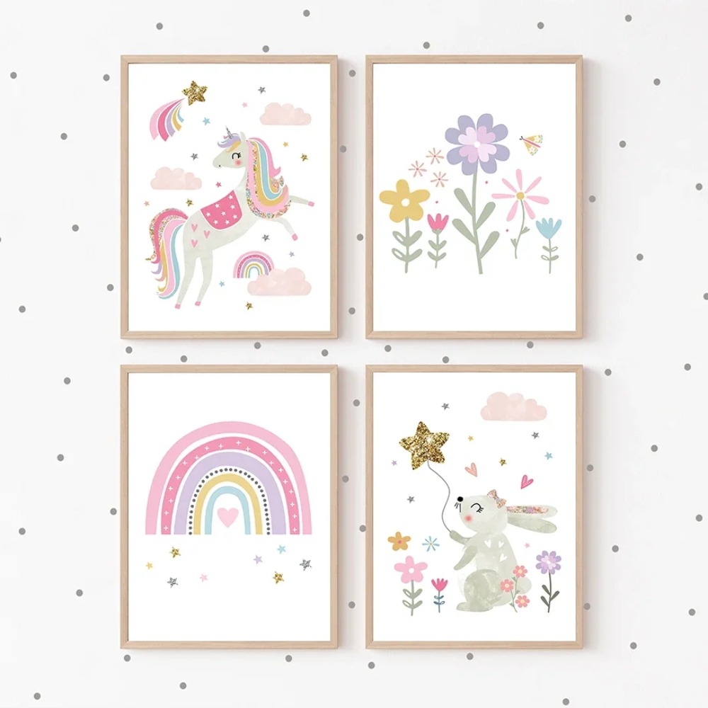 Poster Lukisan Kanvas Seni Din - Baby Unicorn Nursery ulasan dan harga