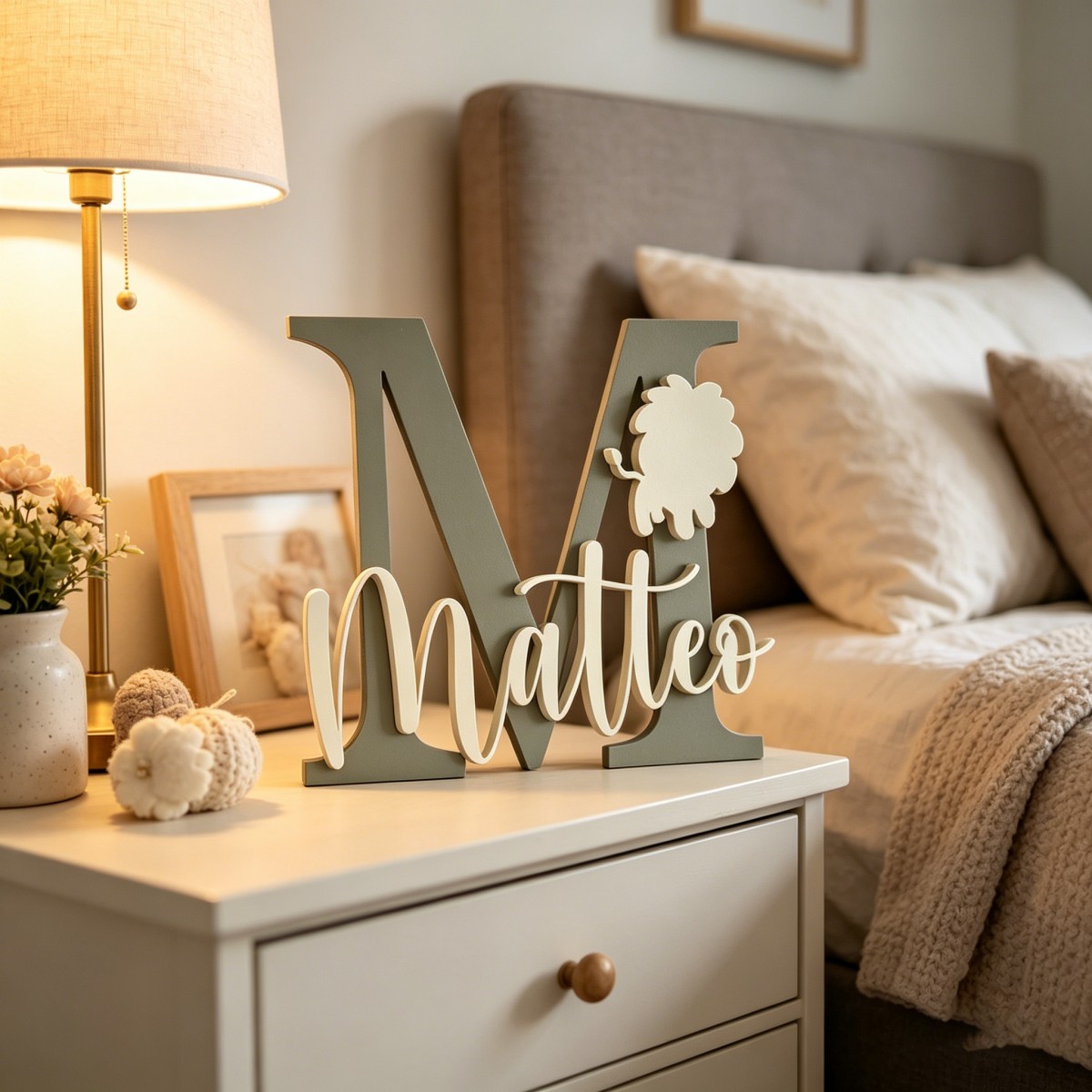 1 Buah Plakat Nama Kayu Inisia - Baby Nursery Name ulasan dan harga