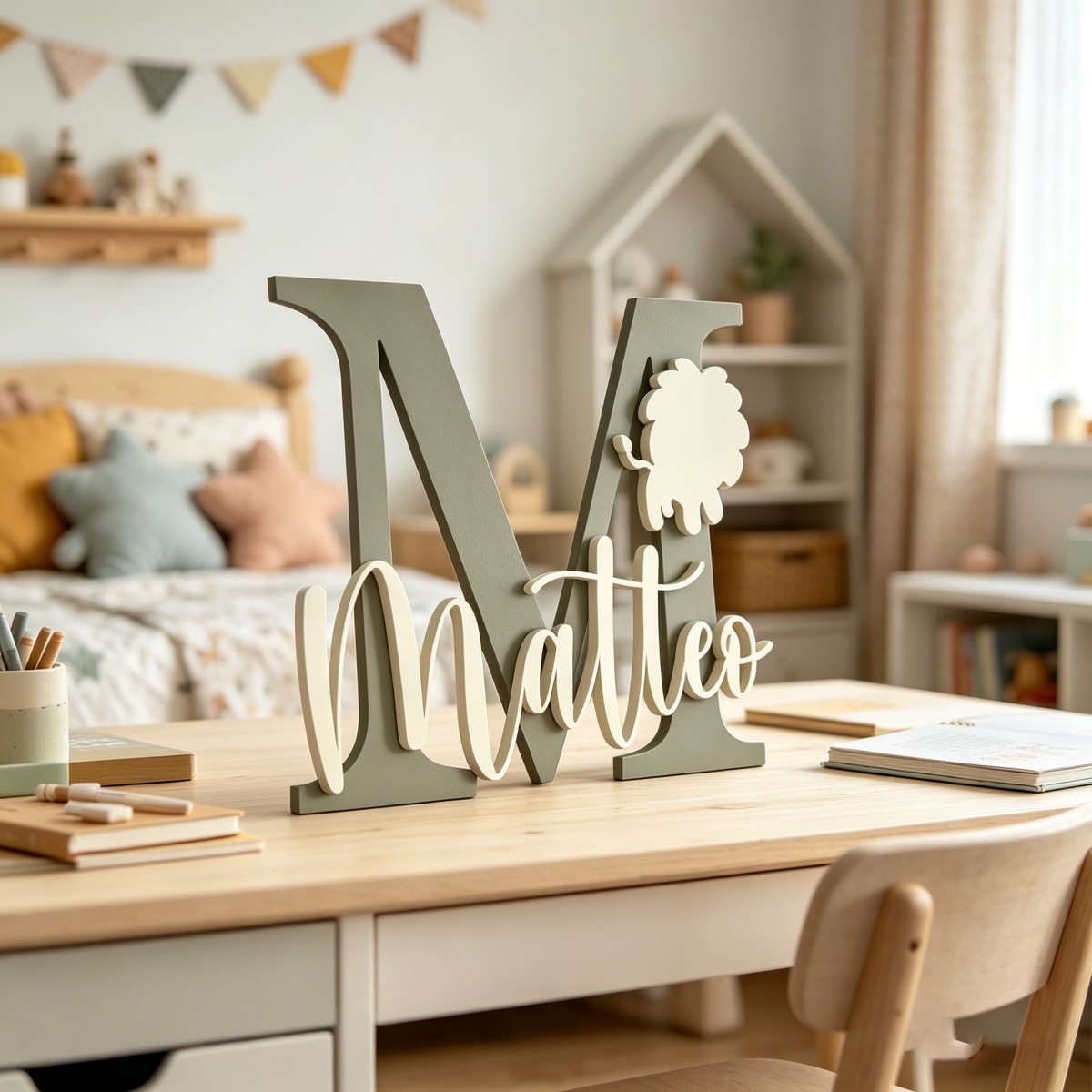 1 Buah Plakat Nama Kayu Inisia - Baby Nursery Name ulasan dan harga