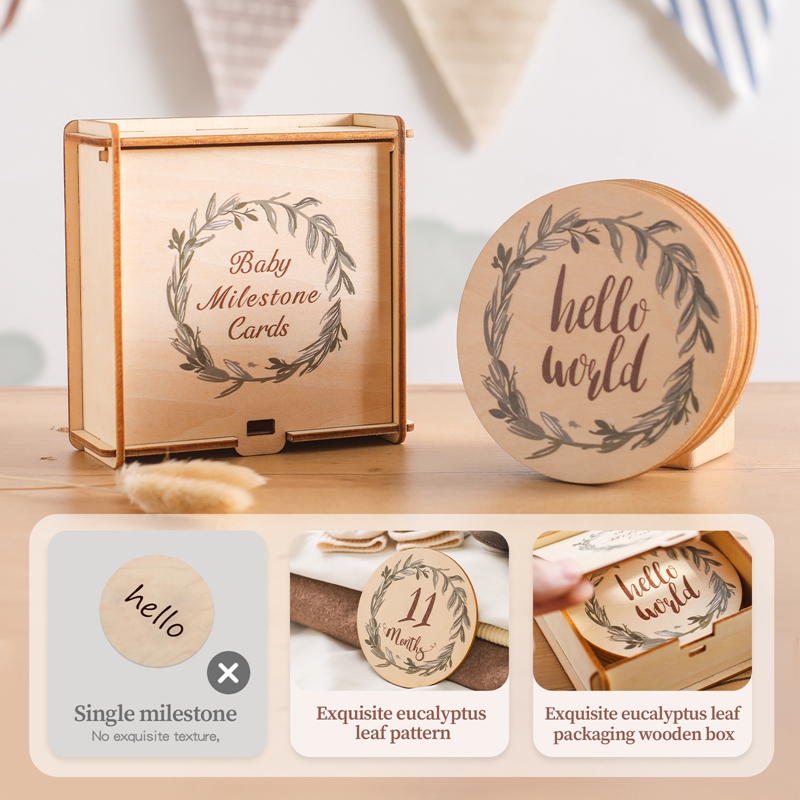 8 buah kartu tonggak bayi kayu - Milestone Card Set ulasan dan harga