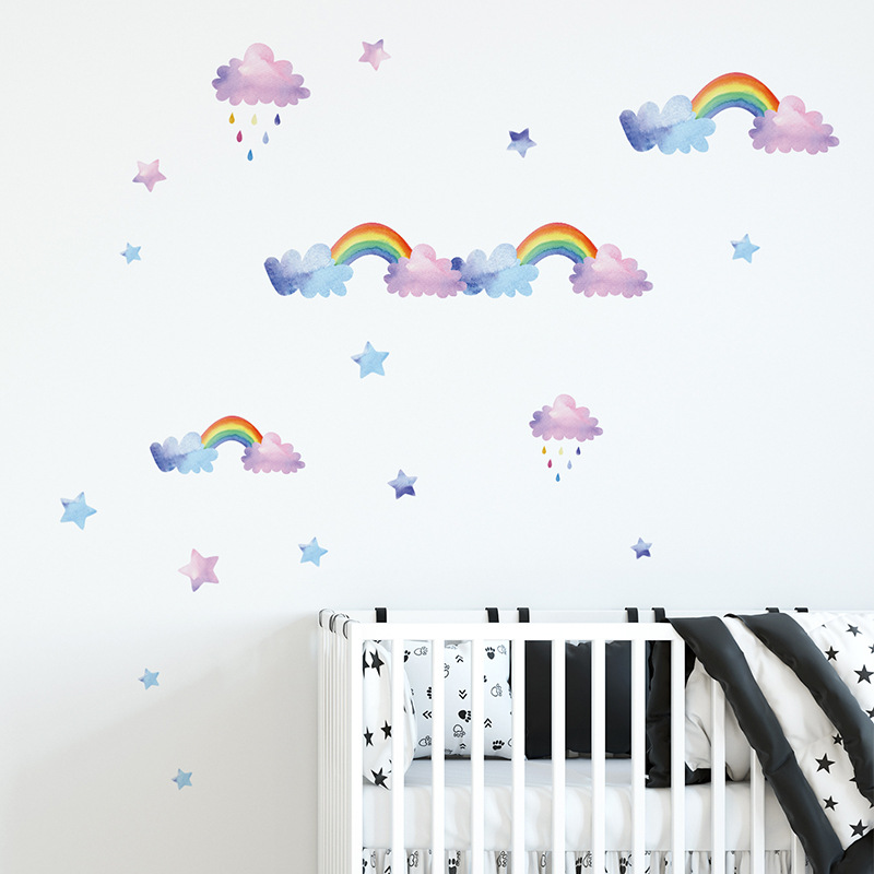 Stiker Dinding Awan Pelangi Ka - Baby Nursery Layout ulasan dan harga