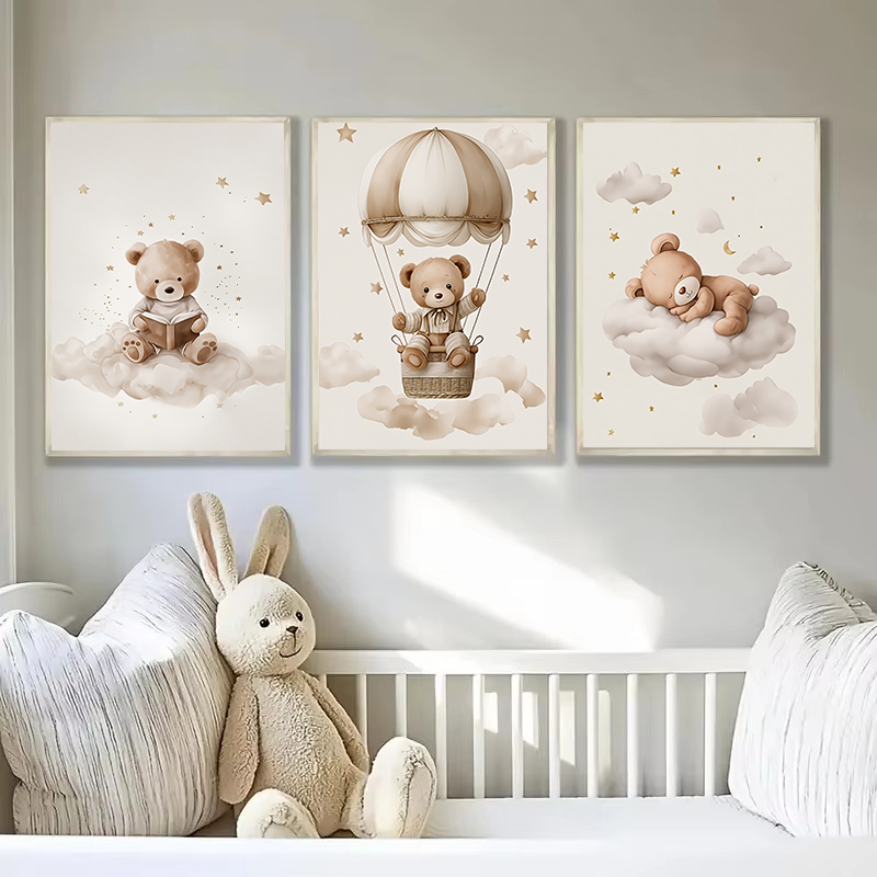 3pcs/set Poster Kanvas Hewan B - Baby Nursery Name ulasan dan harga